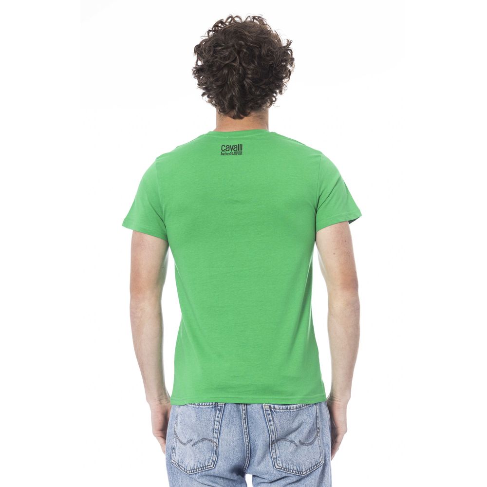 T-shirt homme en coton vert Cavalli Class