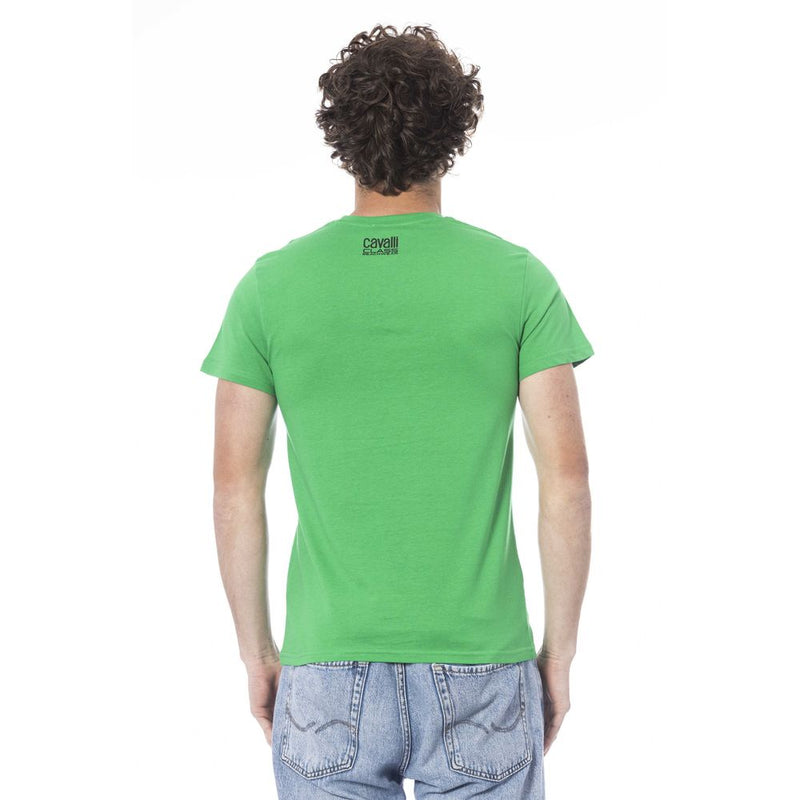 T-shirt homme en coton vert Cavalli Class