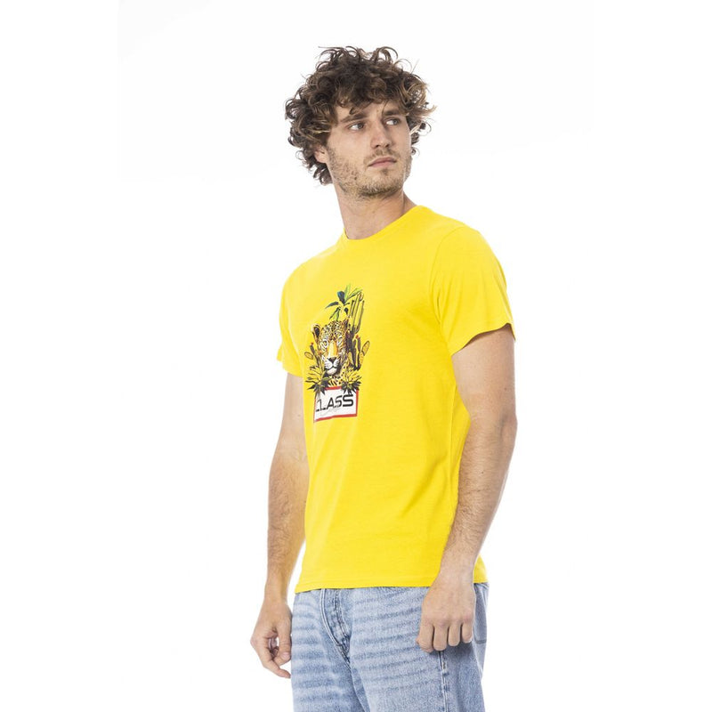 T-shirt homme en coton jaune Cavalli Class