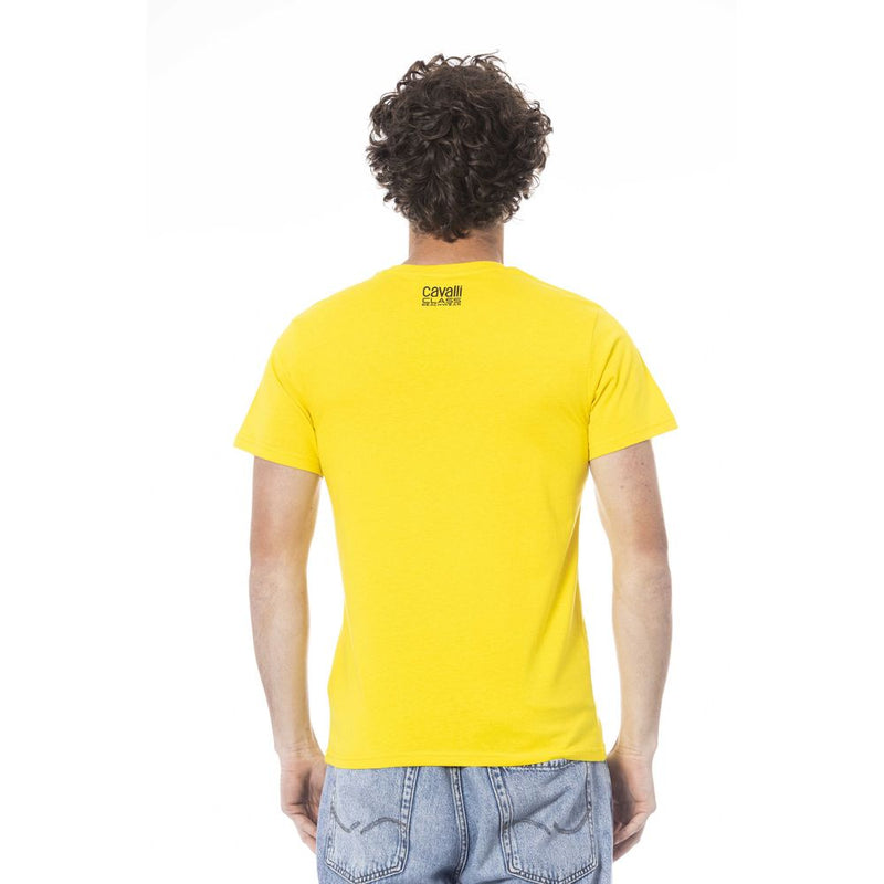 T-shirt homme en coton jaune Cavalli Class