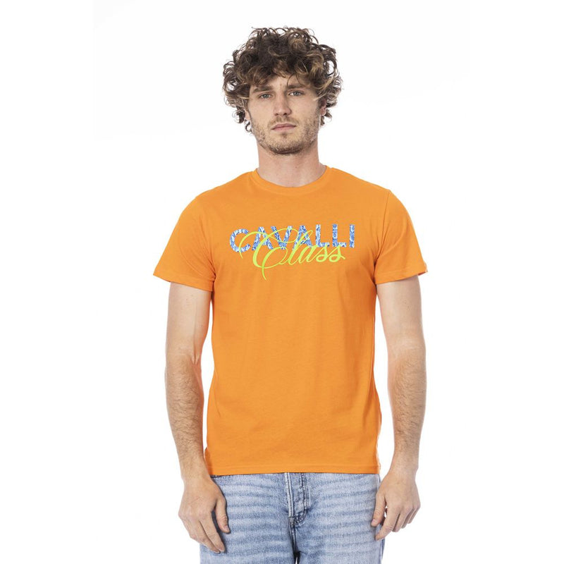 T-shirt homme en coton orange Cavalli Class