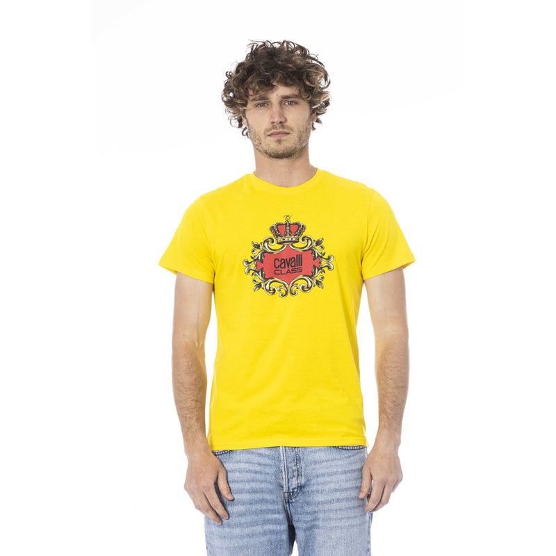 T-shirt homme en coton jaune Cavalli Class