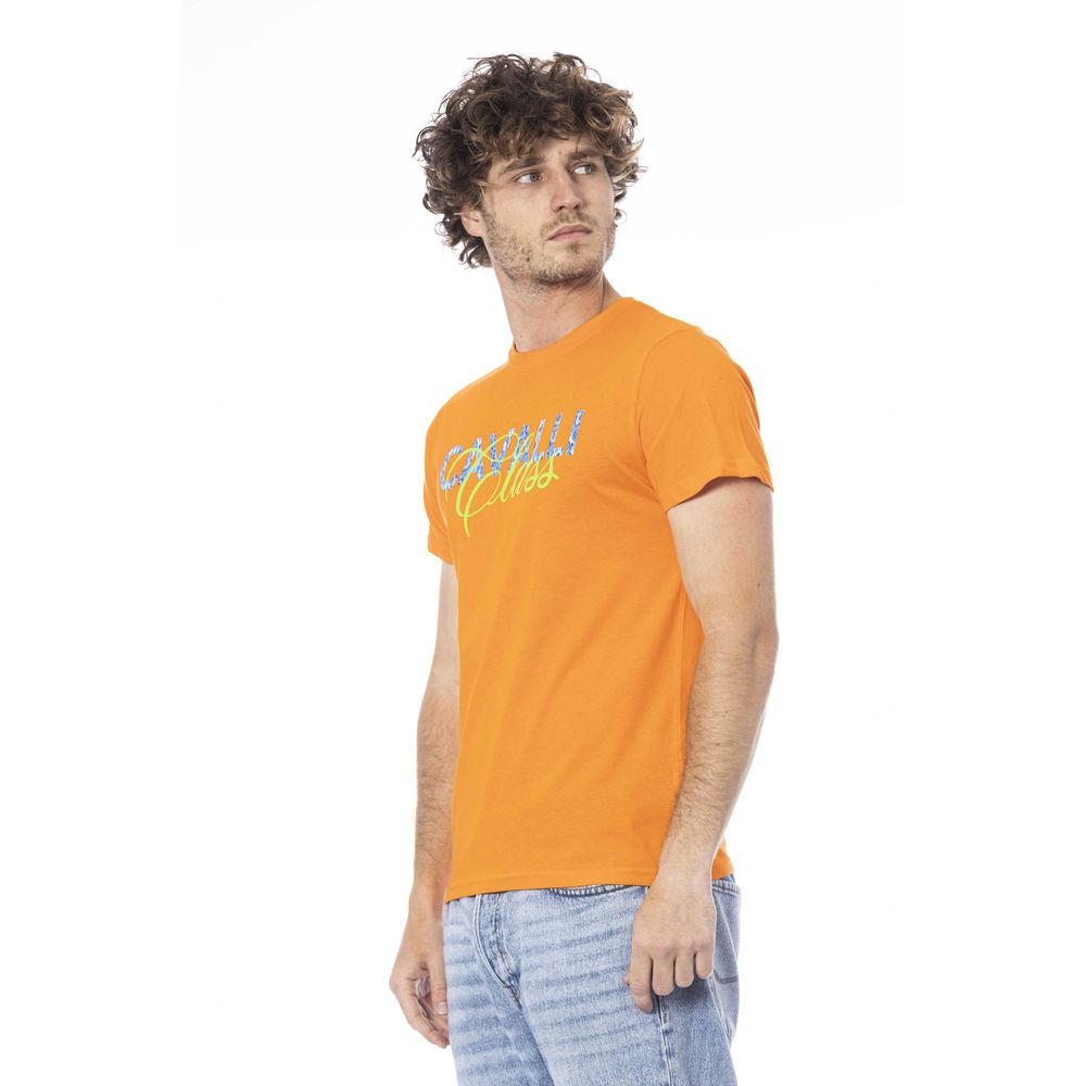 T-shirt homme en coton orange Cavalli Class