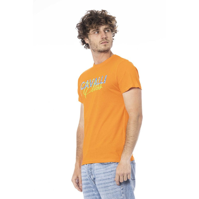 T-shirt homme en coton orange Cavalli Class