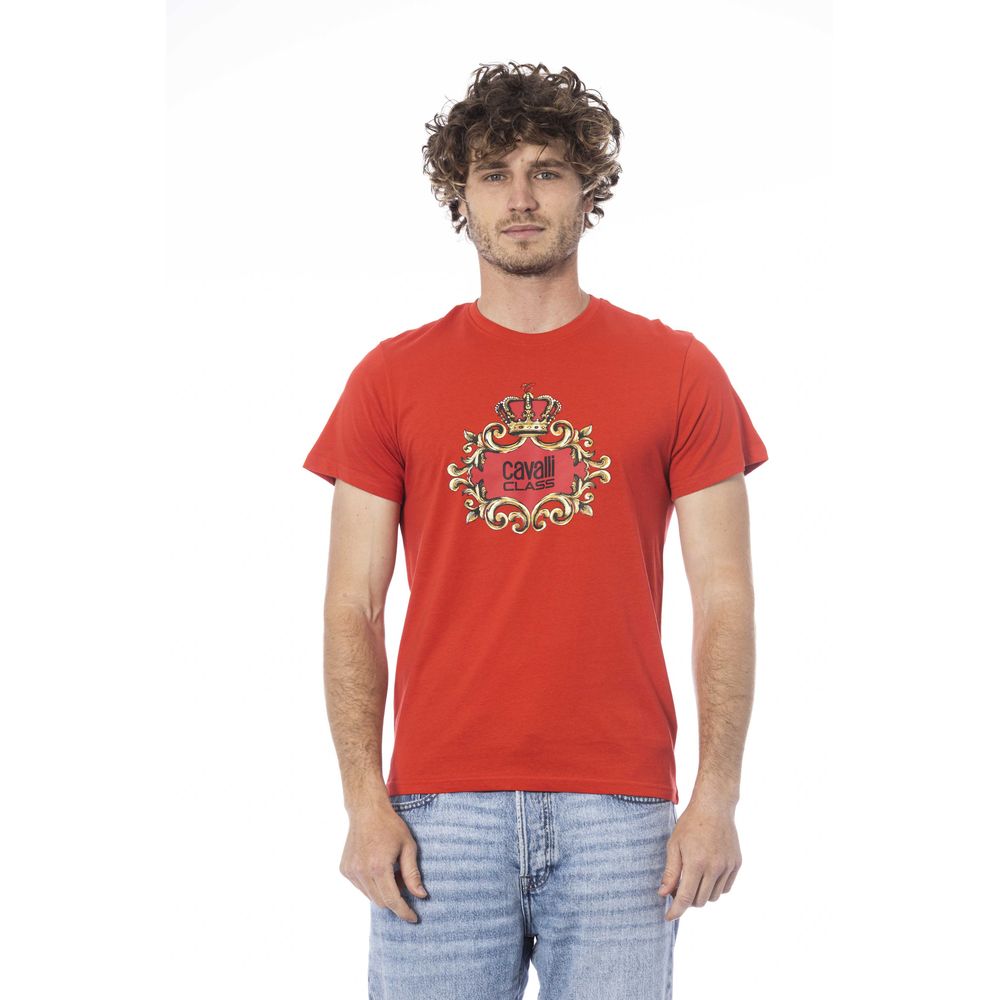 T-shirt homme en coton rouge Cavalli Class