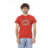 T-shirt homme en coton rouge Cavalli Class