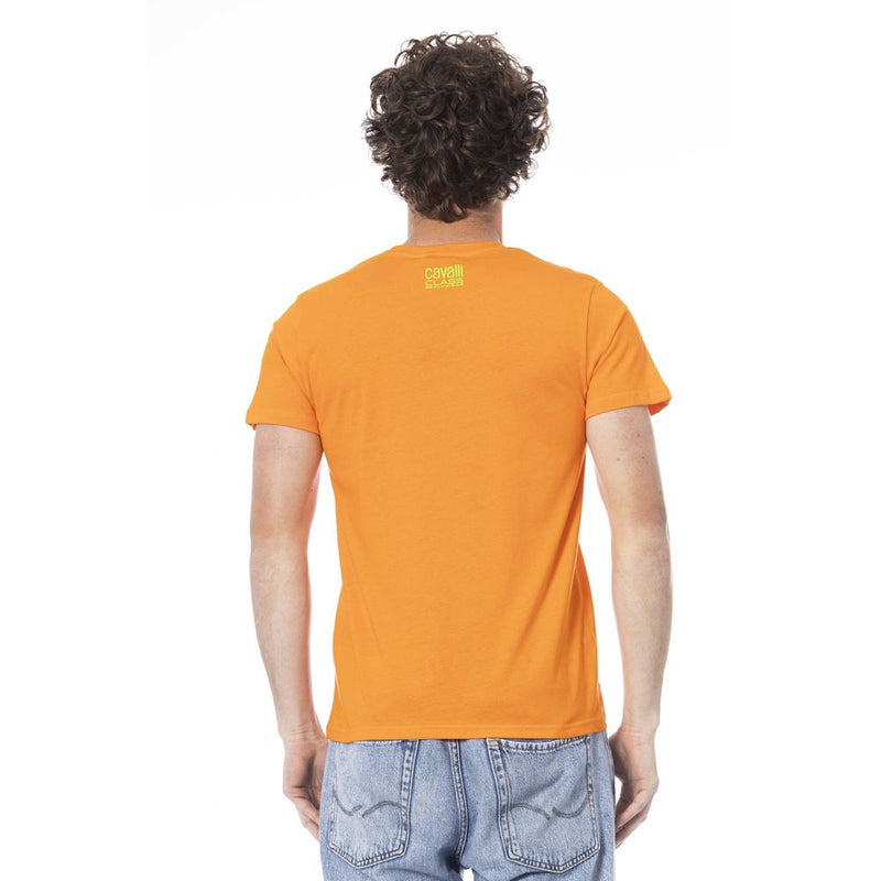 T-shirt homme en coton orange Cavalli Class