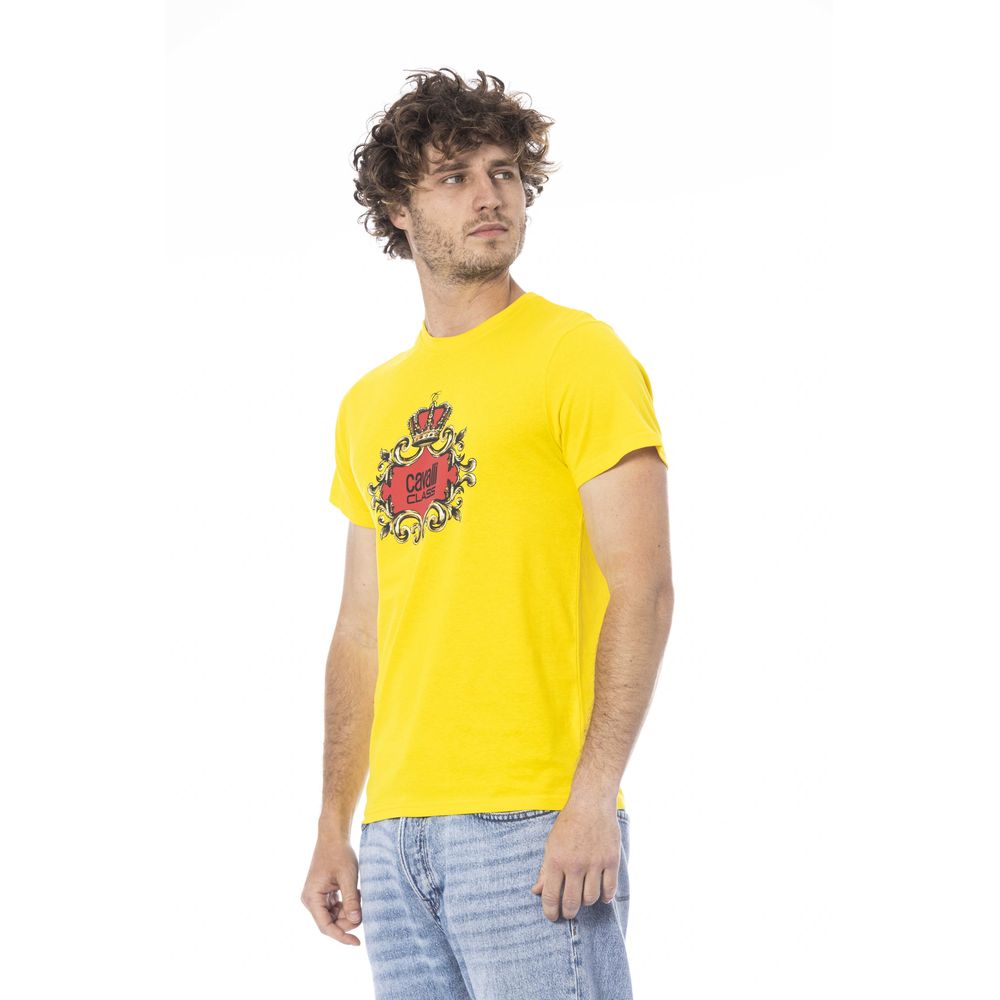 T-shirt homme en coton jaune Cavalli Class