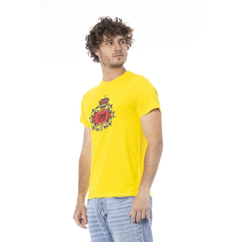 T-shirt homme en coton jaune Cavalli Class