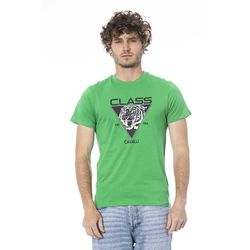 T-shirt homme en coton vert Cavalli Class