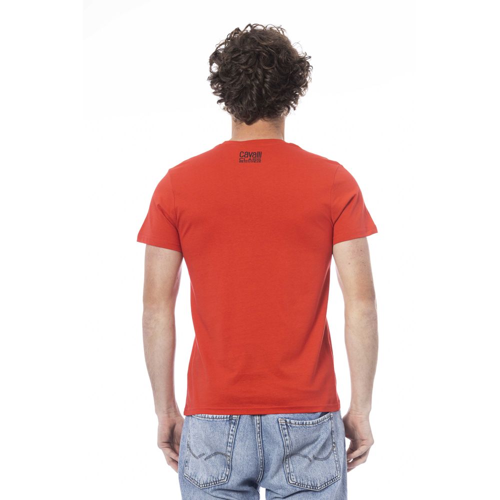 T-shirt homme en coton rouge Cavalli Class