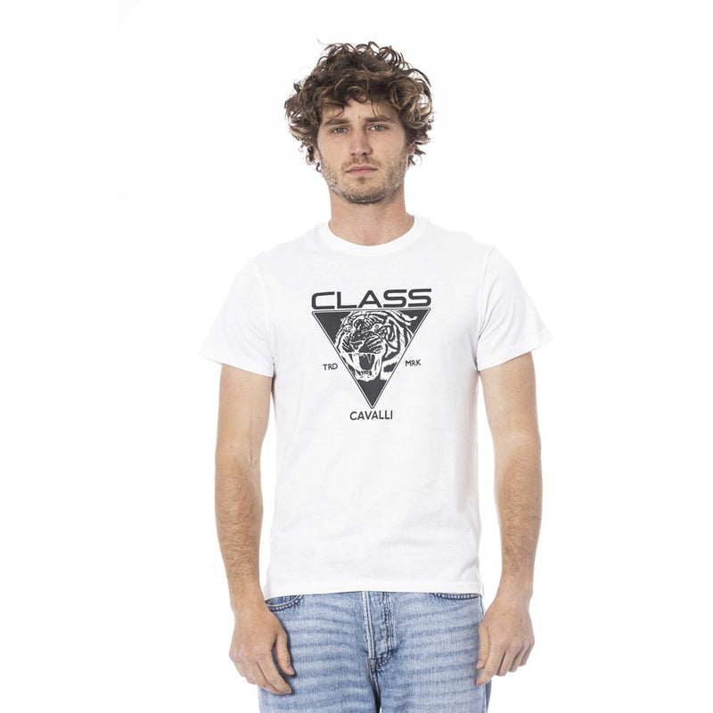 T-shirt homme en coton blanc Cavalli Class