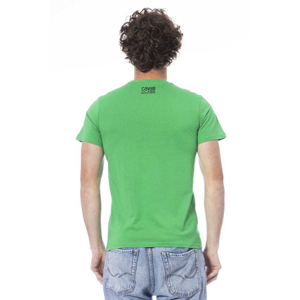 T-shirt homme en coton vert Cavalli Class