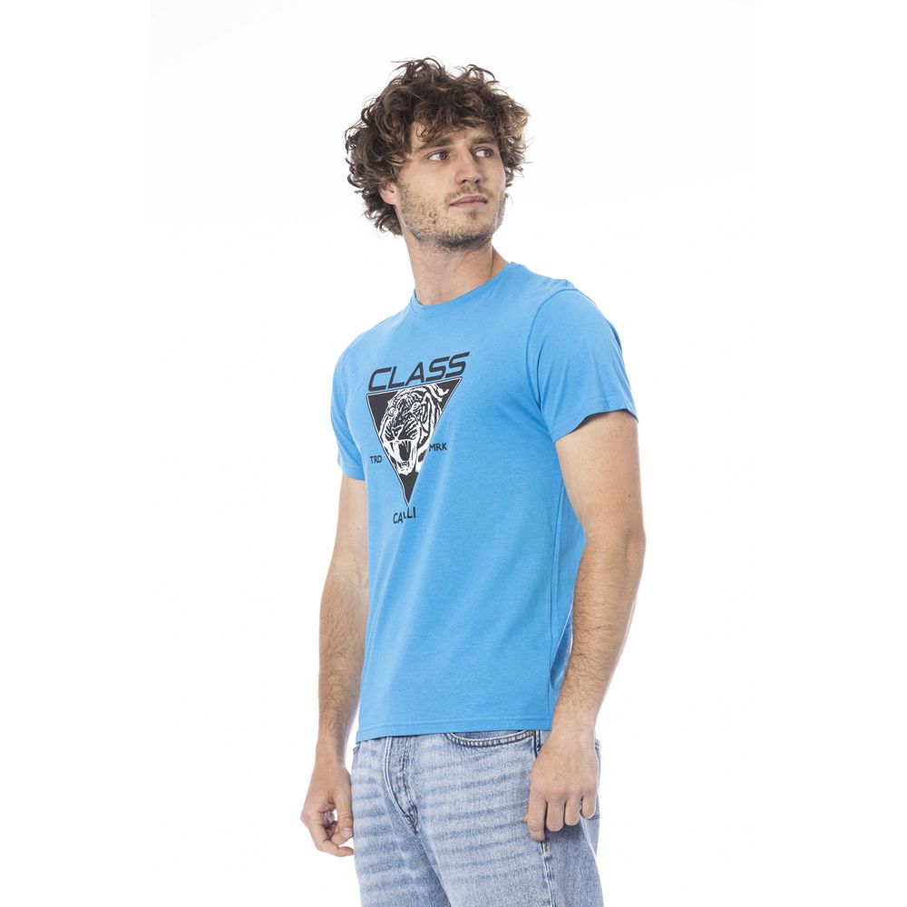 T-shirt homme en coton bleu clair Cavalli Class