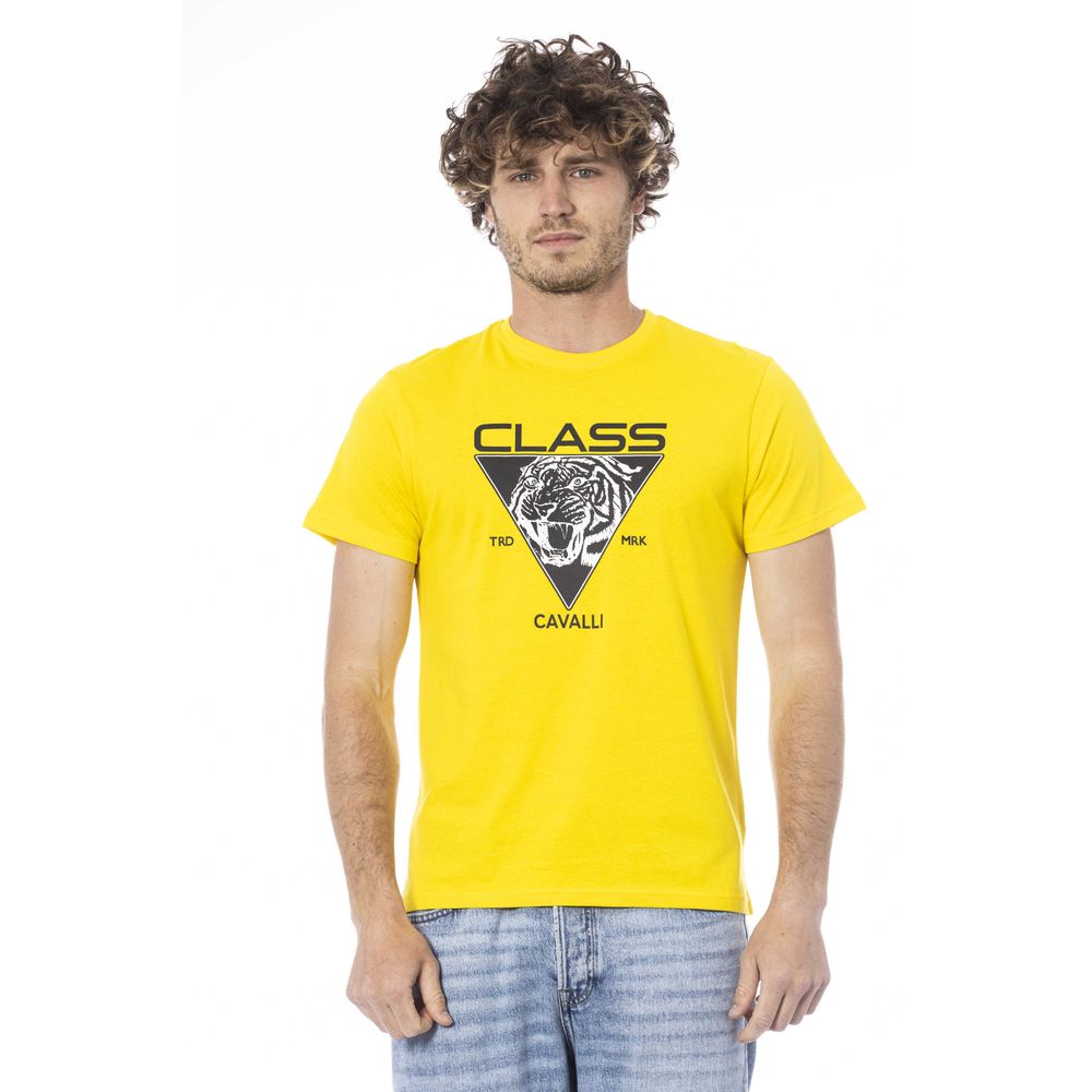 T-shirt homme en coton jaune Cavalli Class