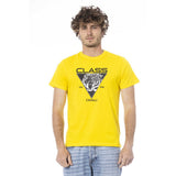 T-shirt homme en coton jaune Cavalli Class