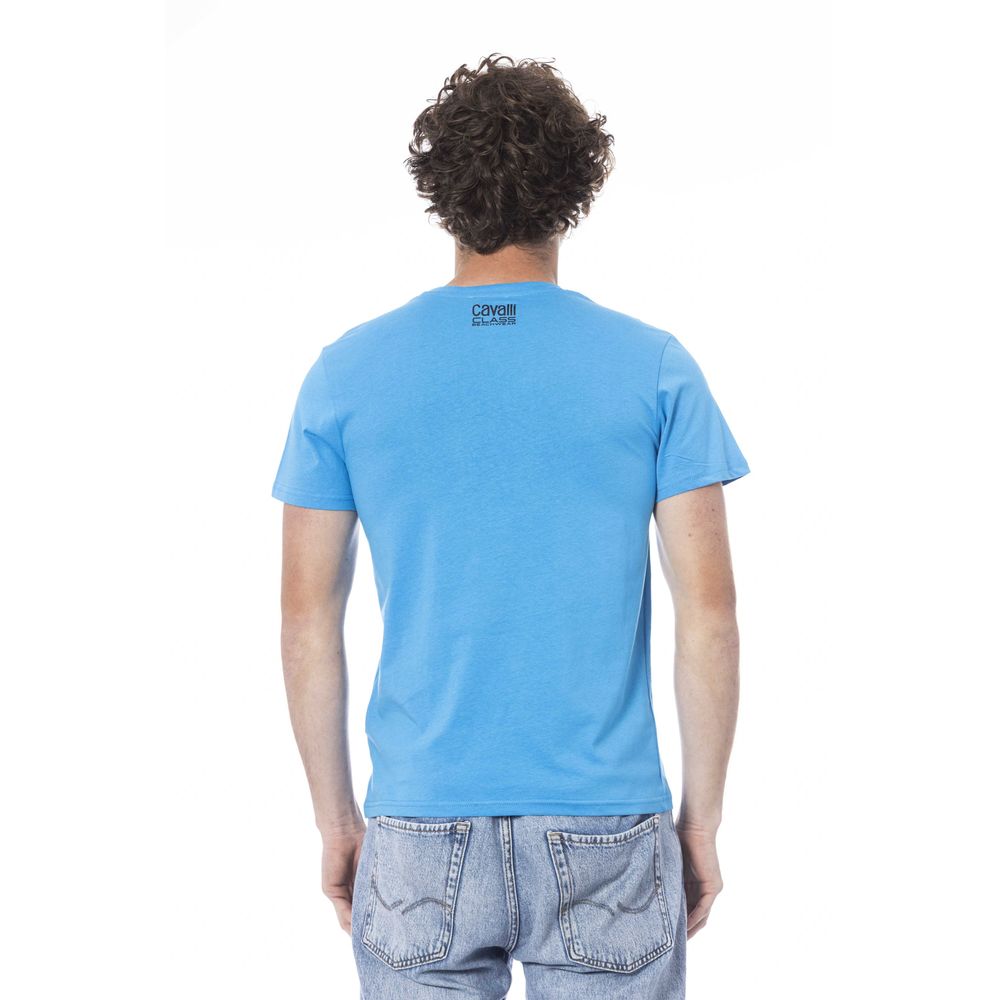 T-shirt homme en coton bleu clair Cavalli Class