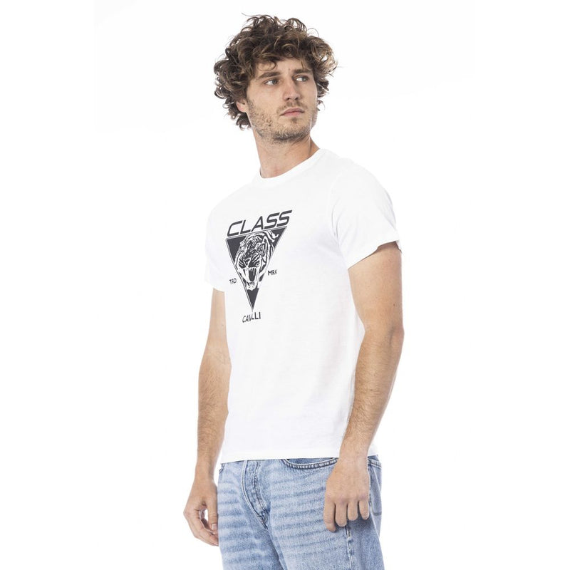 T-shirt homme en coton blanc Cavalli Class