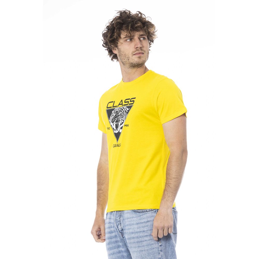 T-shirt homme en coton jaune Cavalli Class