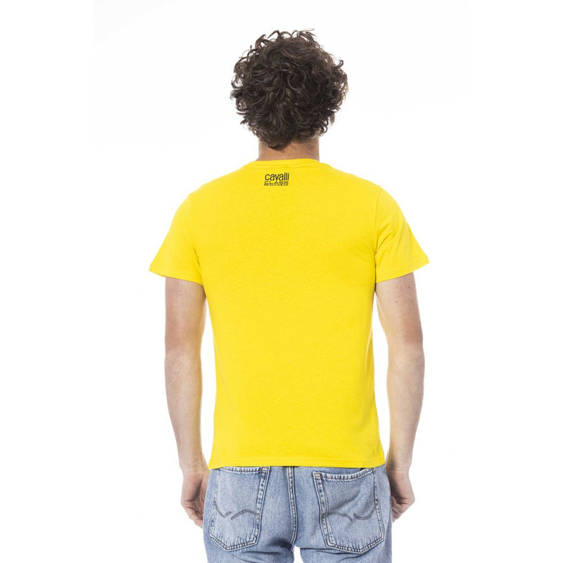 T-shirt homme en coton jaune Cavalli Class