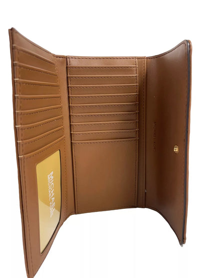 Michael Kors Jet Set Travel Grote Quilted Lederen Drie-delige Portemonnee Bruin