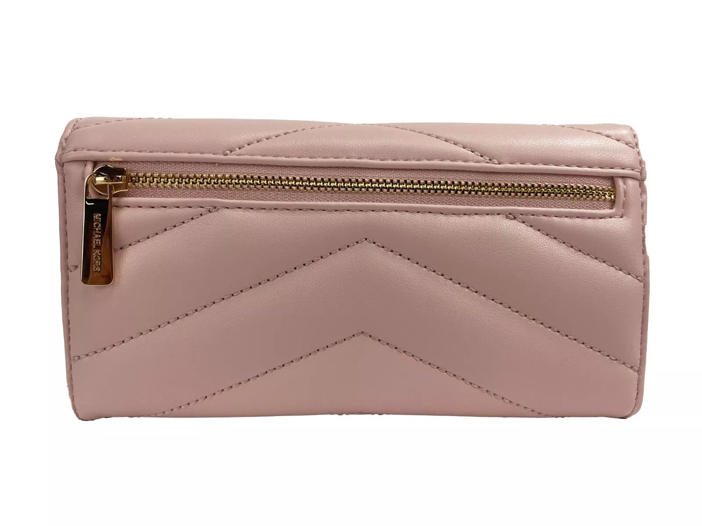 Portefeuille à trois volets en cuir matelassé Jet Set Travel de Michael Kors, grand format, blush poudre