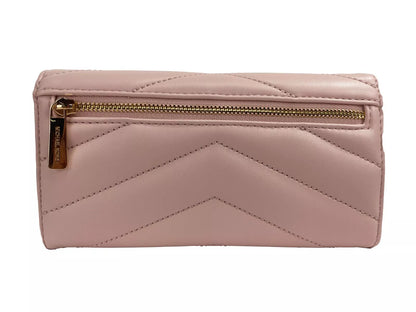 Portefeuille à trois volets en cuir matelassé Jet Set Travel de Michael Kors, grand format, blush poudre