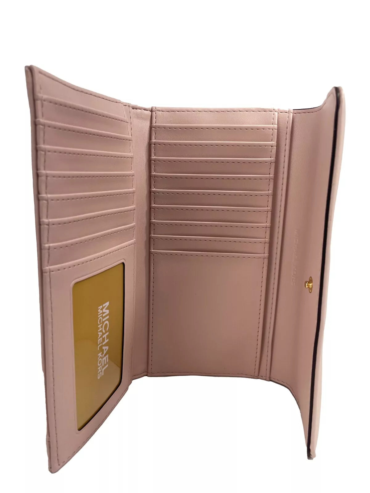 Portefeuille à trois volets en cuir matelassé Jet Set Travel de Michael Kors, grand format, blush poudre