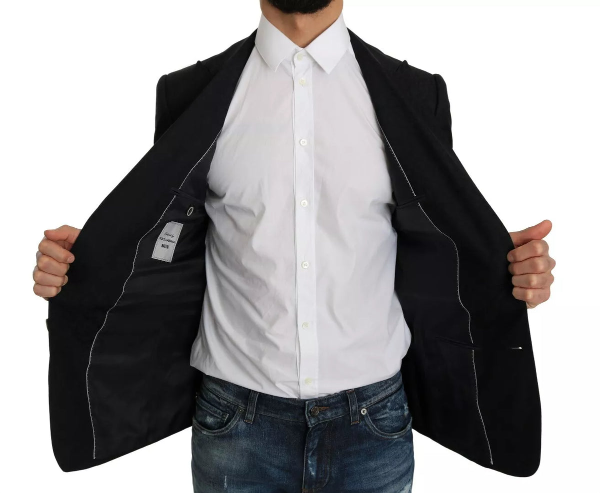 Dolce &amp; Gabbana Blazer à motifs floraux en jacquard bleu, coupe slim