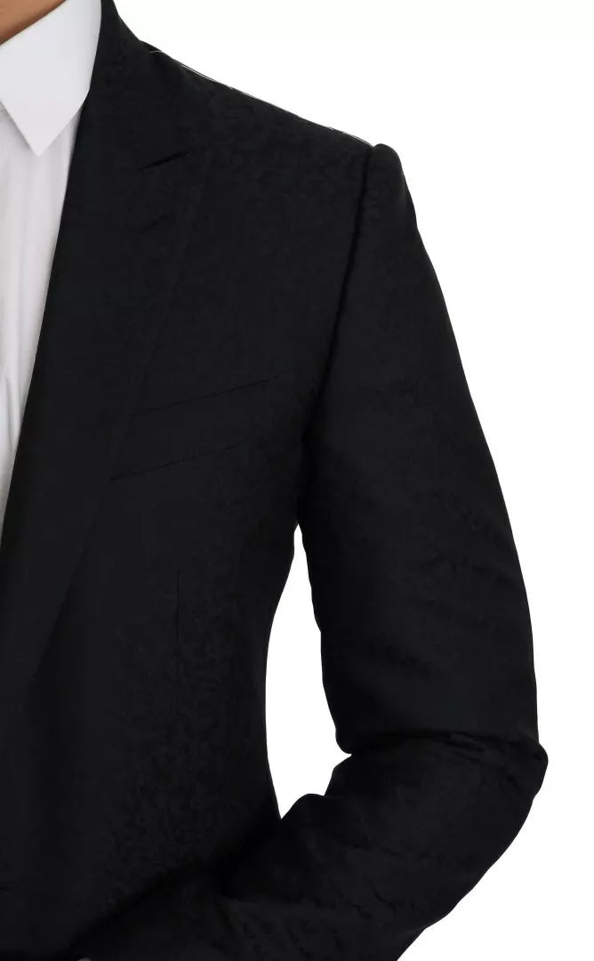 Dolce &amp; Gabbana Blazer à motifs floraux en jacquard bleu, coupe slim