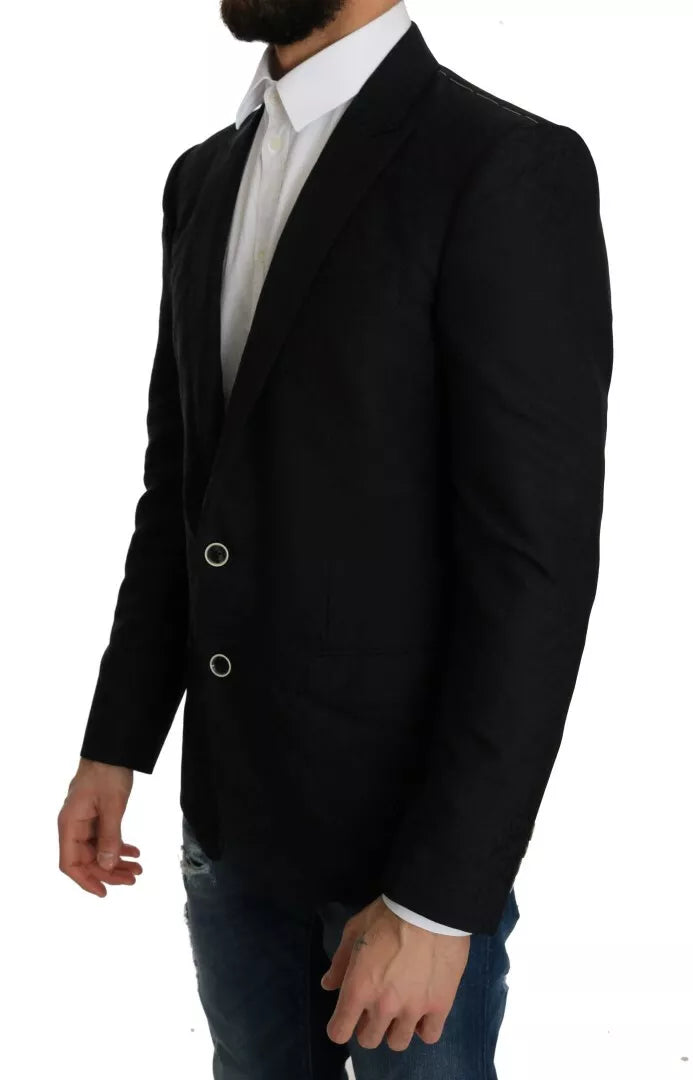 Dolce &amp; Gabbana Blazer à motifs floraux en jacquard bleu, coupe slim