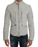 Veste motard en cuir blanche Dolce & Gabbana