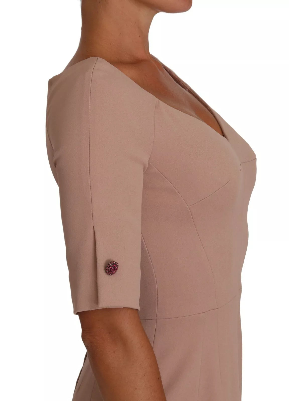 Robe Midi Sheath Rose Poussière Dolce & Gabbana avec Boutons en Cristal