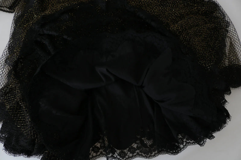 Dolce & Gabbana Black Gold Crystal Heart A-line Dress