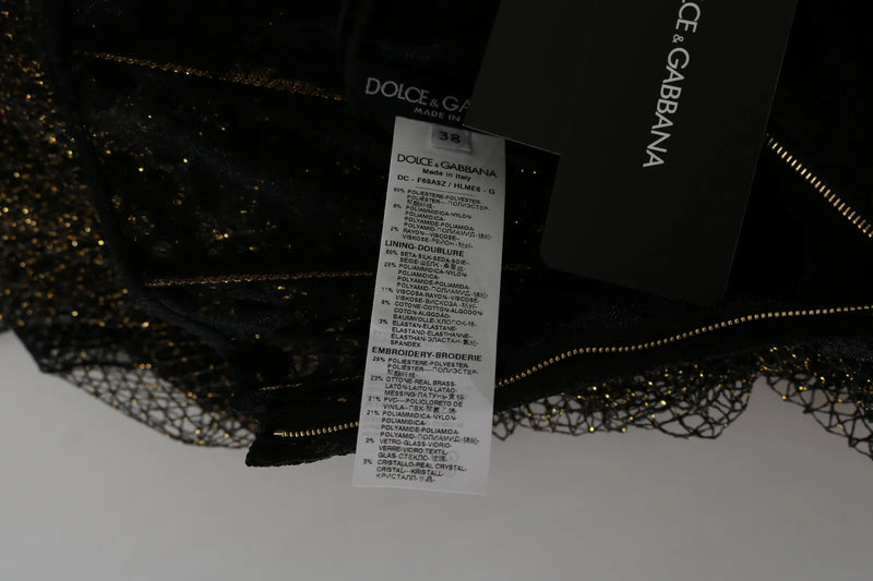 Dolce & Gabbana Black Gold Crystal Heart A-line Dress