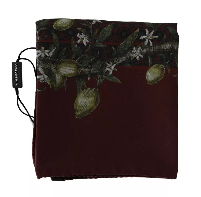 Dolce & Gabbana Bordeaux 100% Silk Floral Wrap Scarf for Women