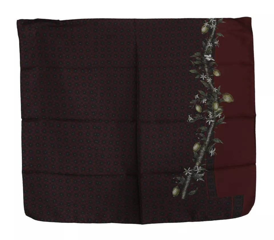 Dolce & Gabbana Bordeaux 100% Silk Floral Wrap Scarf for Women