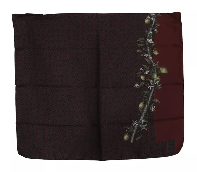 Dolce & Gabbana Bordeaux 100% Silk Floral Wrap Scarf for Women