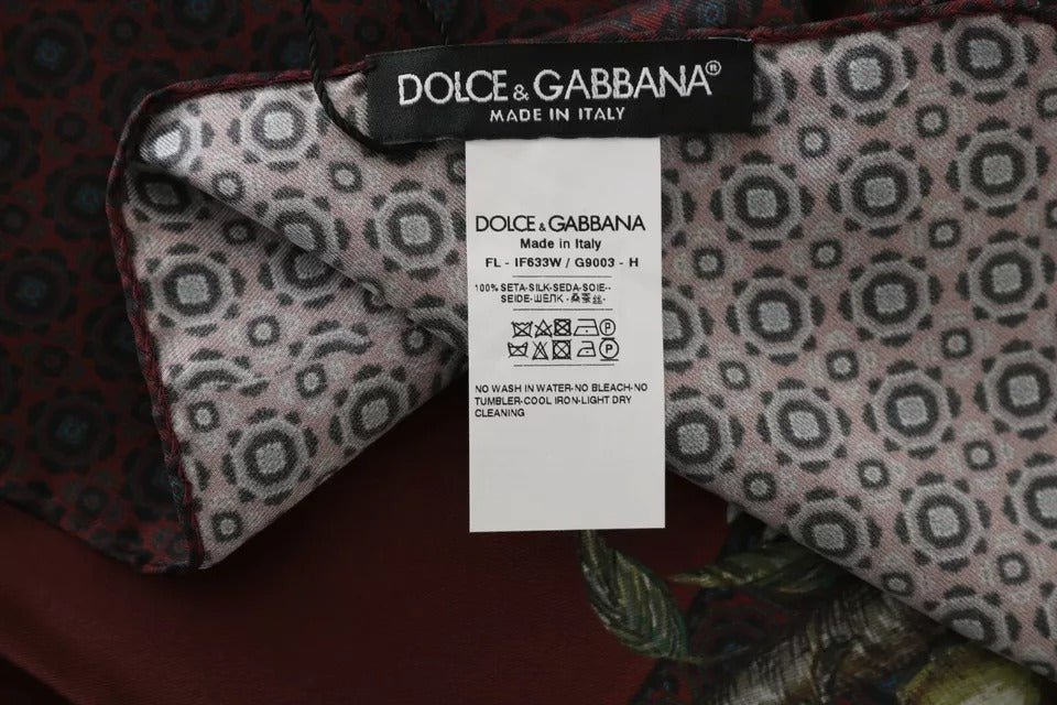 Dolce & Gabbana Bordeaux 100% Silk Floral Wrap Scarf for Women