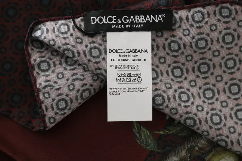 Dolce & Gabbana Bordeaux 100% Silk Floral Wrap Scarf for Women