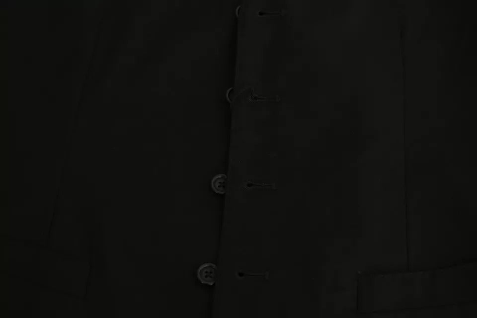 Dolce & Gabbana Black Wool Stretch Waistcoat - Formal Dress Vest