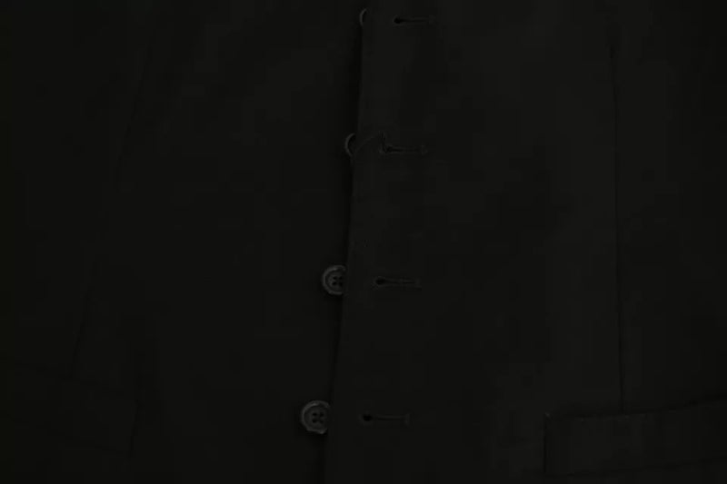 Dolce & Gabbana Black Wool Stretch Waistcoat - Formal Dress Vest