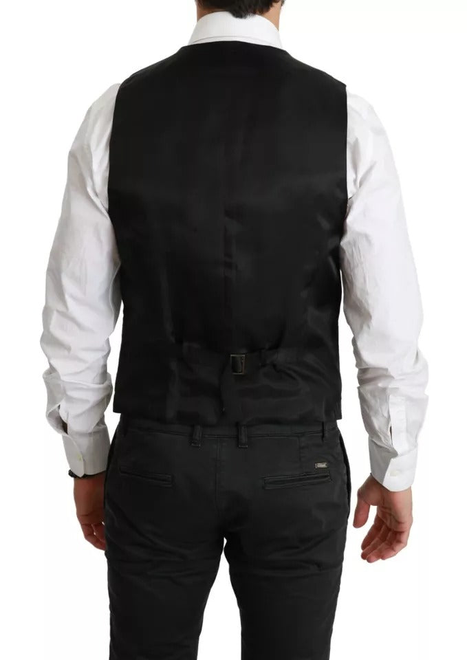 Dolce & Gabbana Black Wool Stretch Waistcoat - Formal Dress Vest