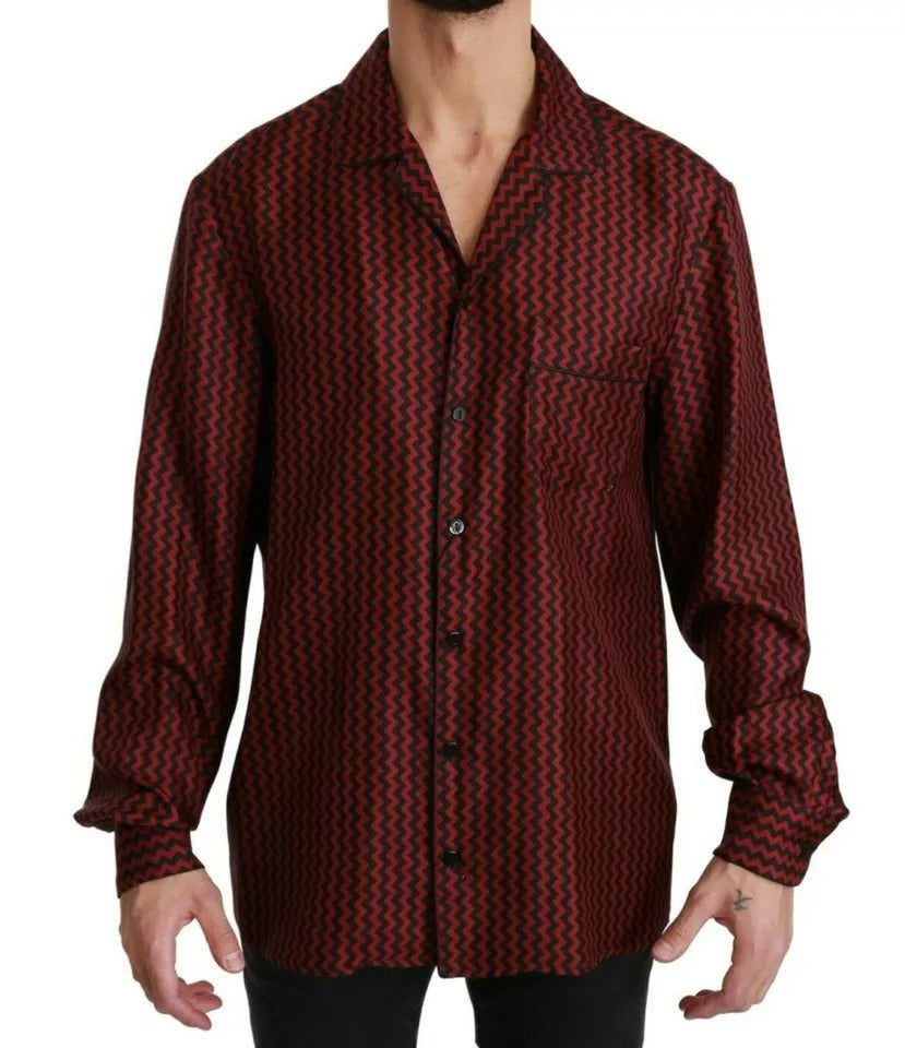 Chemise décontractée à motifs zigzag noirs et rouges de Dolce &amp; Gabbana