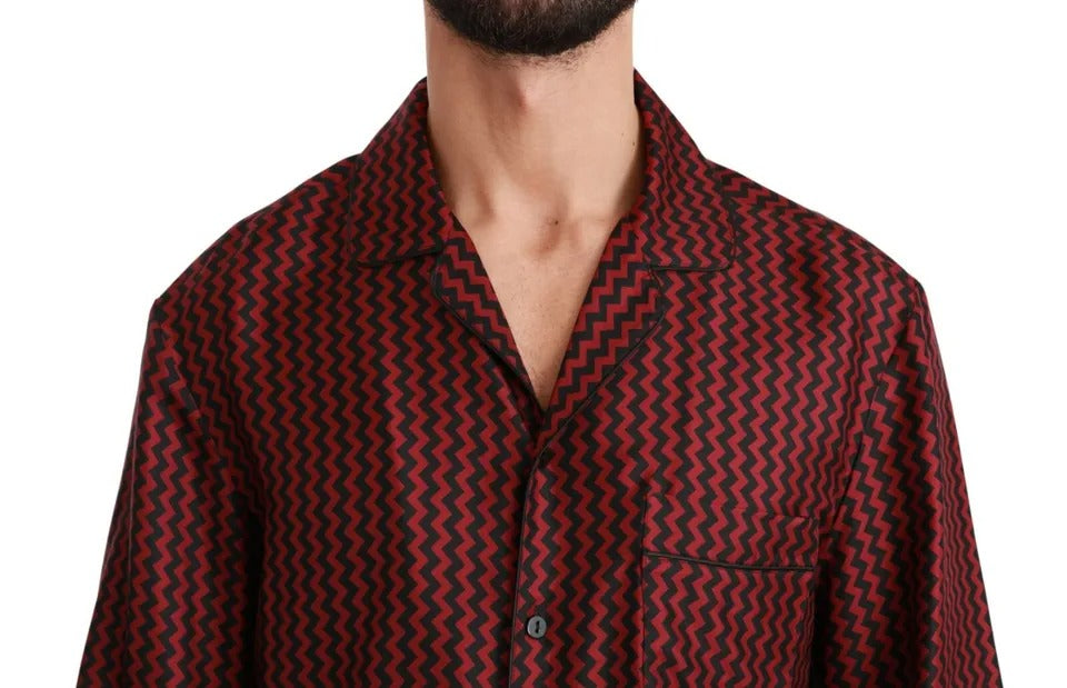 Chemise décontractée à motifs zigzag noirs et rouges de Dolce &amp; Gabbana