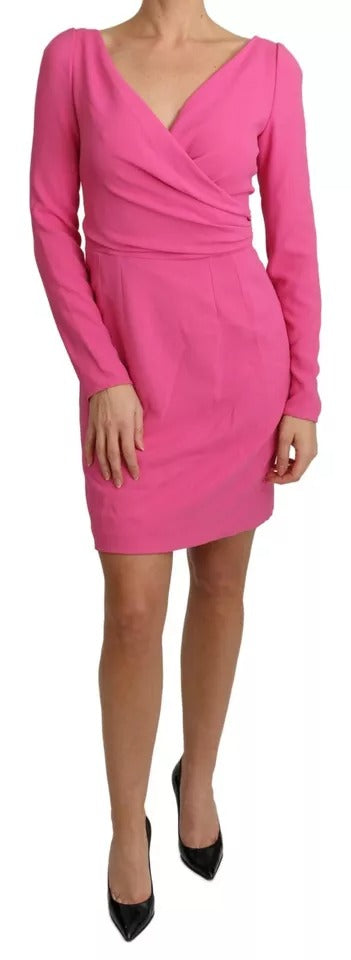 Dolce & Gabbana Pink Plunging Bodycon Sheath Mini Dress