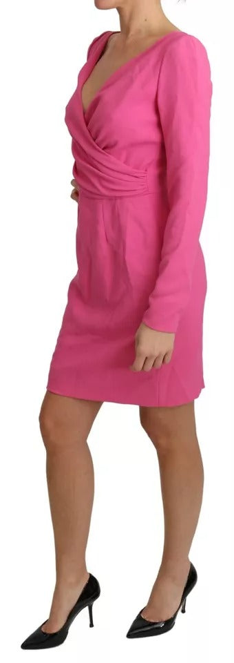 Dolce & Gabbana Pink Plunging Bodycon Sheath Mini Dress