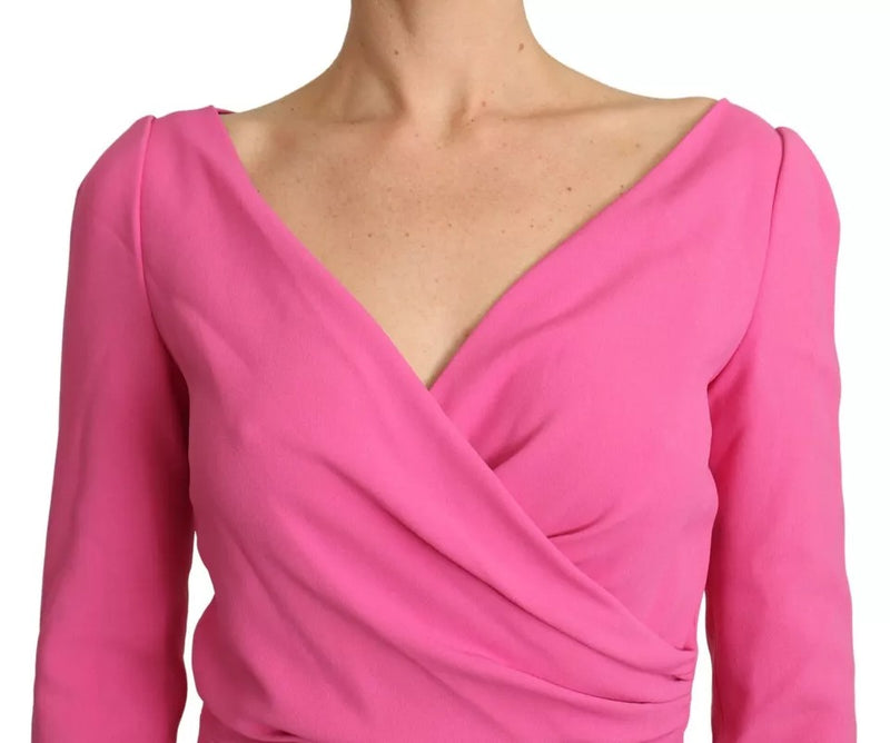 Dolce & Gabbana Pink Plunging Bodycon Sheath Mini Dress