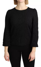 Dolce & Gabbana Black Lace Long Sleeves Blouse - Authentic Top