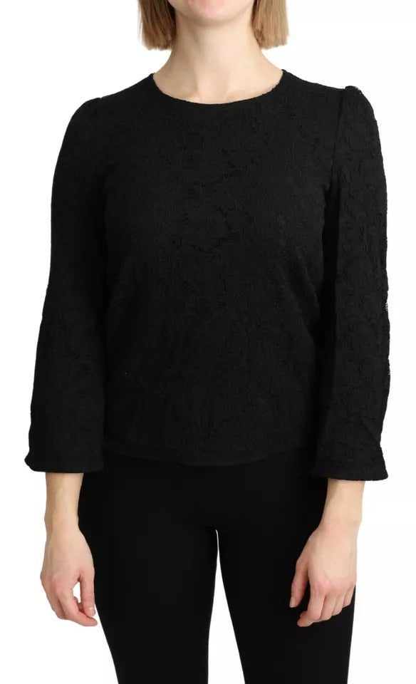 Dolce & Gabbana Black Lace Long Sleeves Blouse - Authentic Top